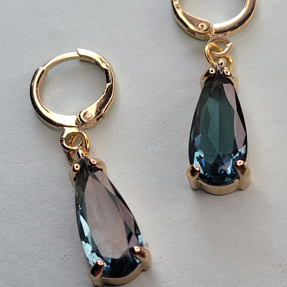 Sapphire 18k Gold Plated Bezel Earring - Picture 3 of 6